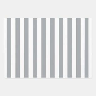 Gray and White Stripes Wrapping Paper Sheets