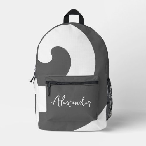 Gray and White Swirls Printed Backpack