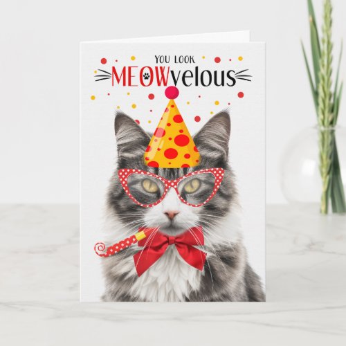 Gray and White Tabby Cat MEOWvelous Birthday Card