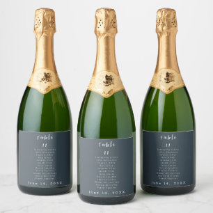 Gray and White Table Number Wedding Sparkling Wine Label