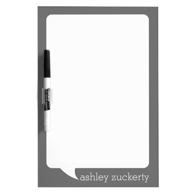 Gray and White Talk Bubble Personalized Name Dry-Erase Board (Front)