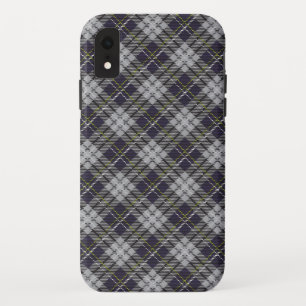Gray and white tartan plaid pattern iPhone XR case
