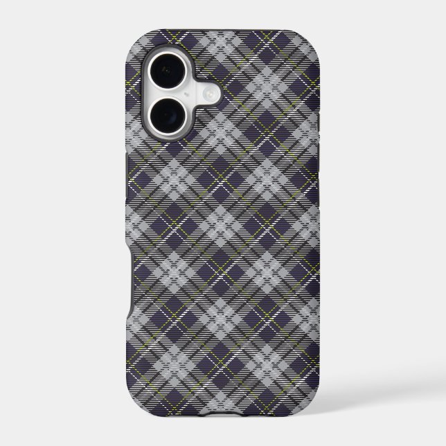 Gray and white tartan plaid pattern iphone case (Back)