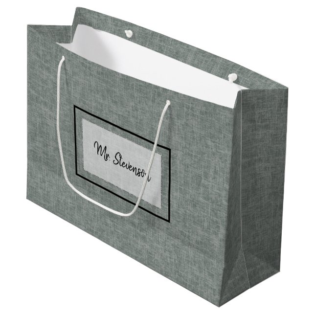 Gray and white texture.  large gift bag (Front Angled)