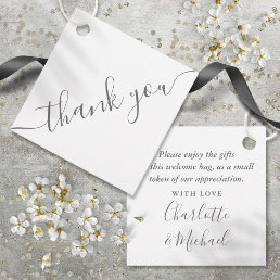 Gray And White Thank You Wedding Gift Basket Bag Favor Tags