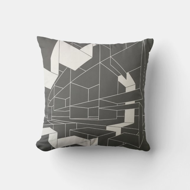 Gray and White Throw Pillow (Front)