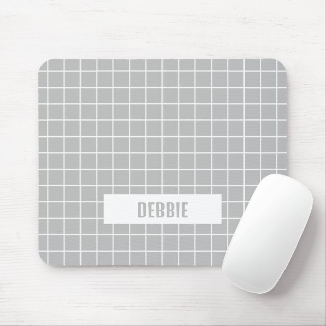 Gray and white tile blocks custom mouse pad (With Mouse)