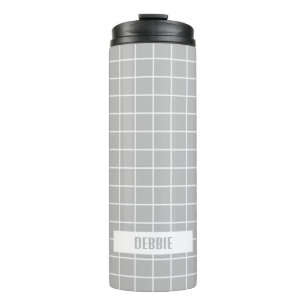 Gray and white tile blocks custom thermal tumbler