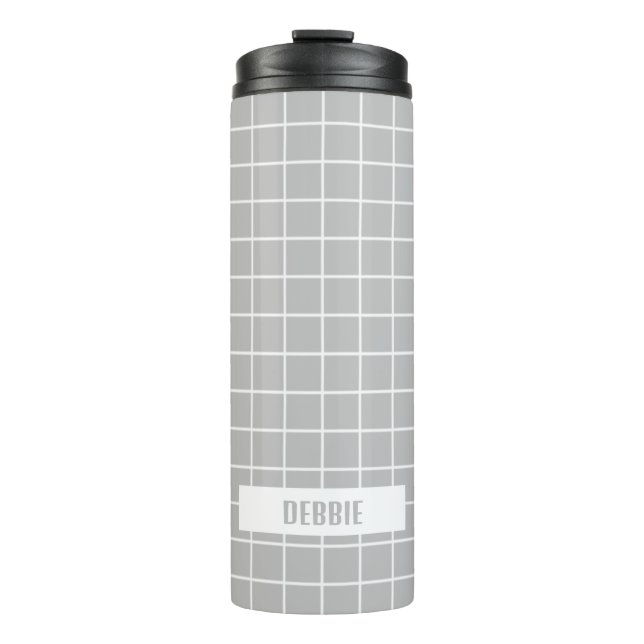 Gray and white tile blocks custom thermal tumbler (Front)