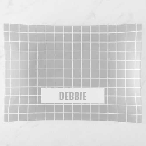 Gray and white tile blocks custom trinket tray