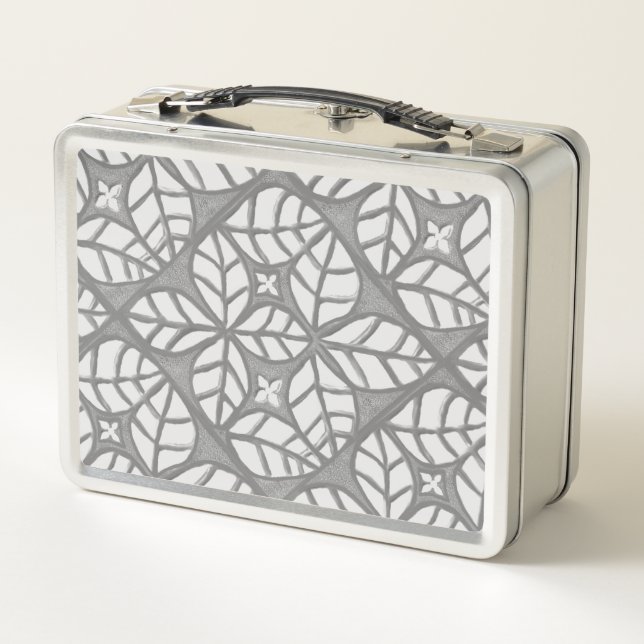  gray and white tile Print Lunch Box (Back)