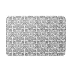 Gray and white Tribal Bath Mat