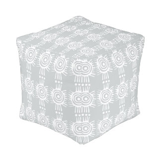 Gray and White Tribal Modern Pattern Pouf