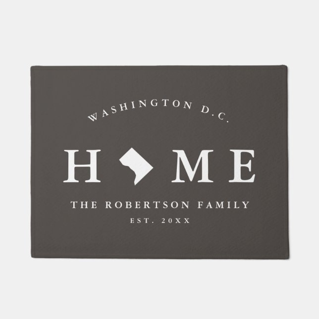 Gray and White Washington D.C. Map Mat, Doormat (Front)