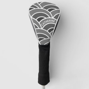 Gray and White Wave Pattern Personalized Golf Head Cover