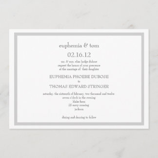 Gray and White Wedding Invitation