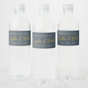 Gray and White Wedding Water Bottle Label