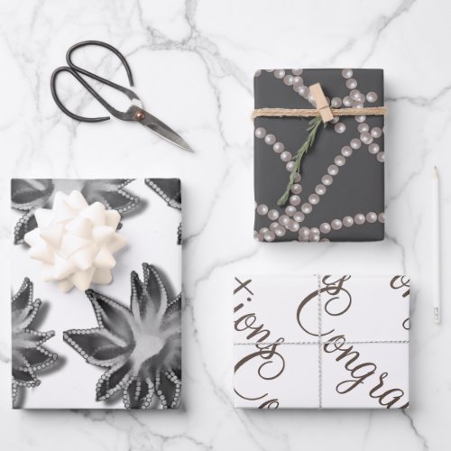 Gray and white wedding  wrapping paper sheets