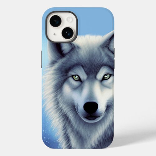 Gray and White Wolf Portrait  Case_Mate iPhone 14 Case