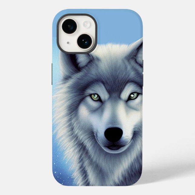Gray and White Wolf Portrait  Case-Mate iPhone Case (Back)