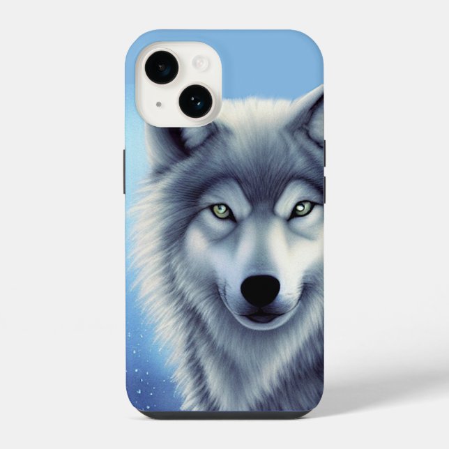 Gray and White Wolf Portrait  Iphone Case (Back)