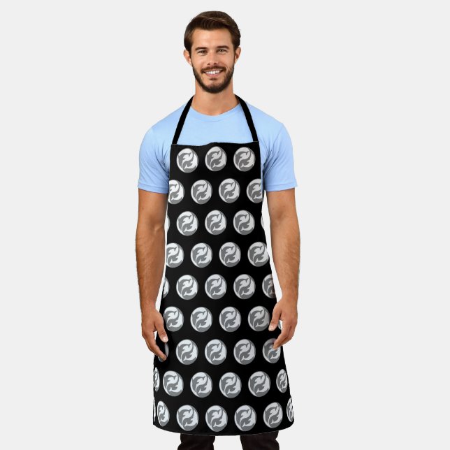 Gray And White Yin Yang Dolphins Apron (Worn)