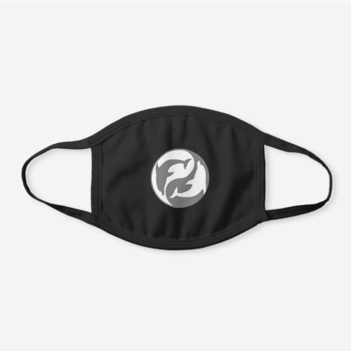 Gray And White Yin Yang Dolphins Black Cotton Face Mask