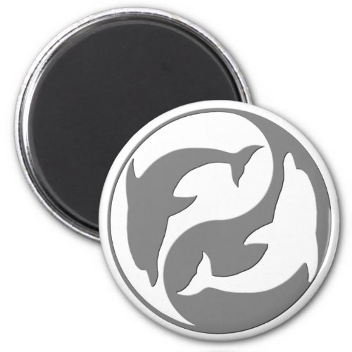 Gray And White yin Yang Dolphins Magnet