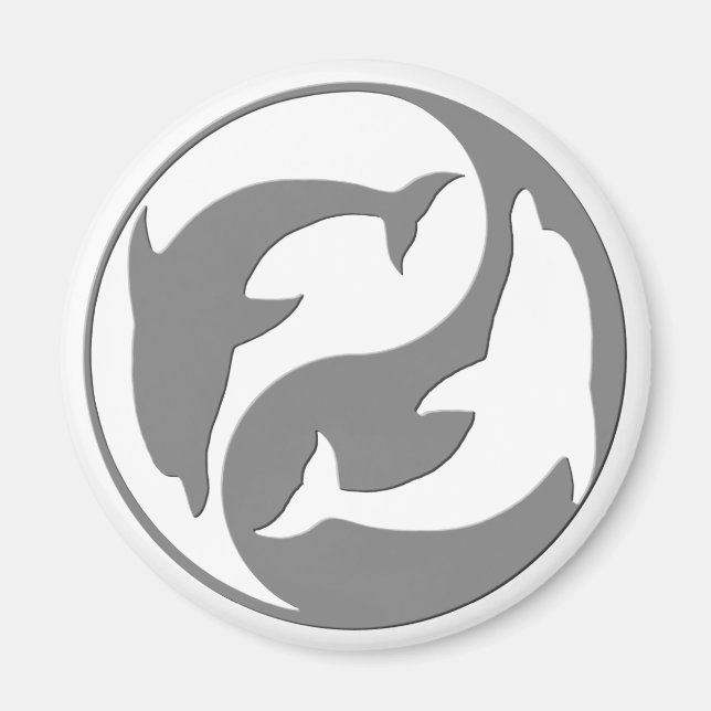 Gray And White yin Yang Dolphins Magnet (Front)
