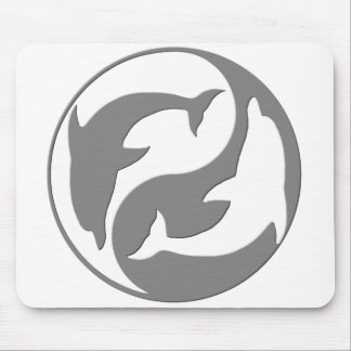 Gray And White yin Yang Dolphins Mouse Pad