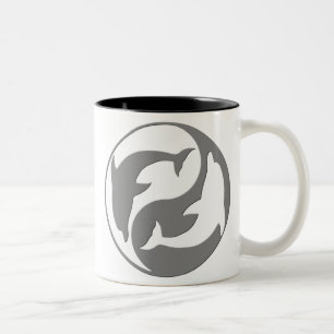 Gray And White yin Yang Dolphins Mug