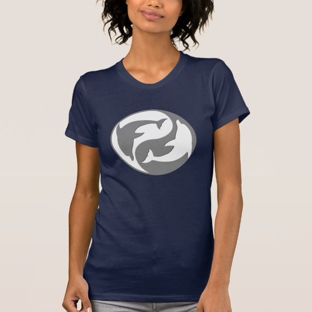 Gray And White yin Yang Dolphins Shirt (Front)
