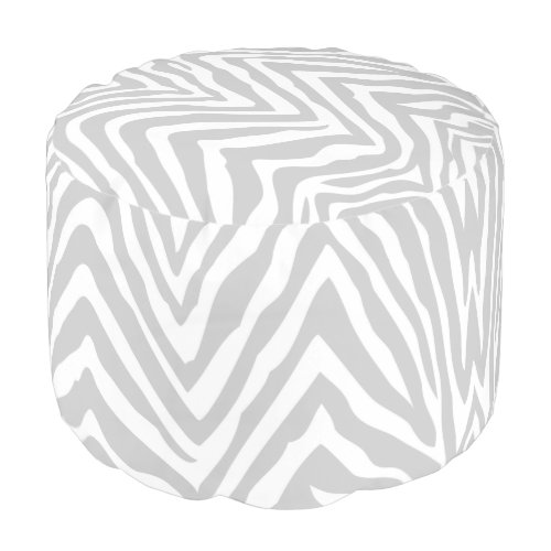 Gray and White Zebra Print Pouf