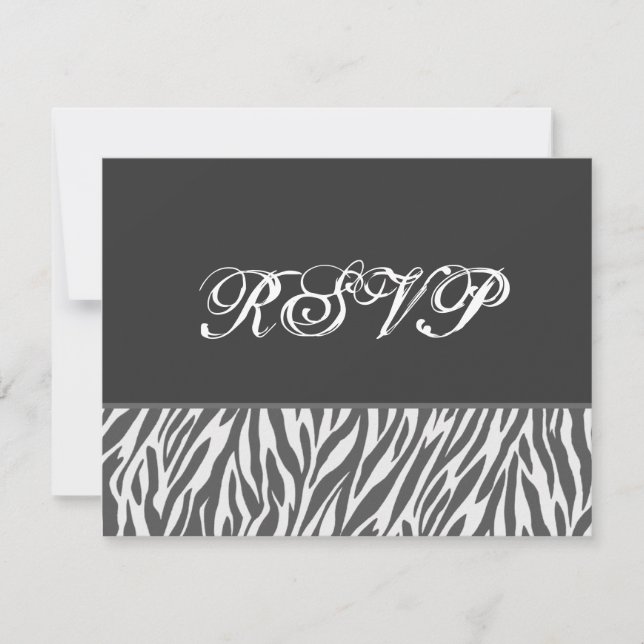 Gray and White Zebra Print RSVP Wedding (Front)