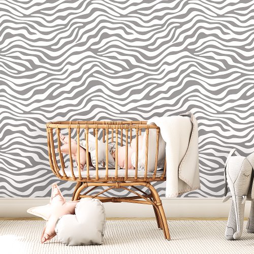 Gray and White Zebra Stripe Wallpaper