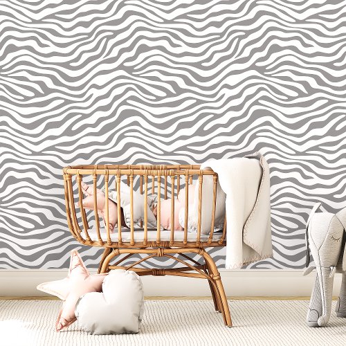 Gray And White Zebra Stripe Wallpaper