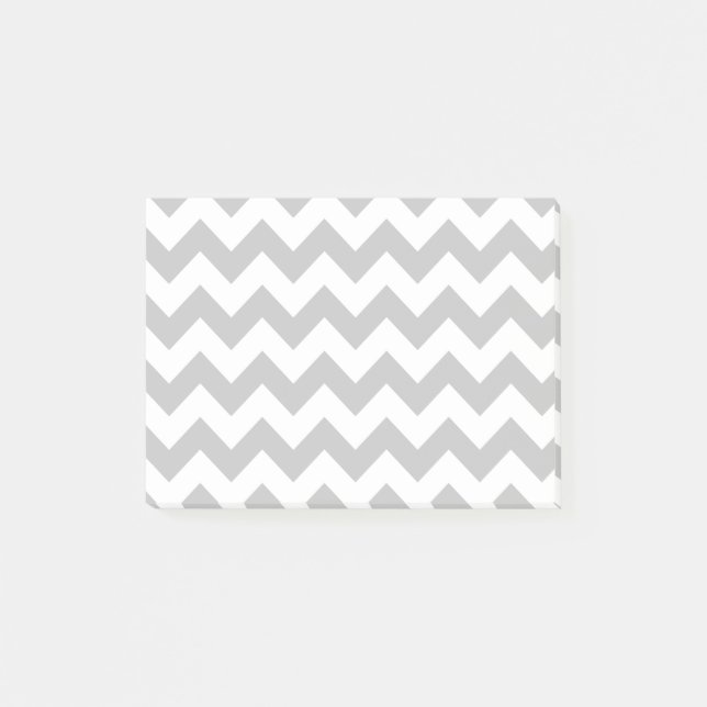 Gray and White Zigzag Chevron Pattern Post-it Notes (Front)