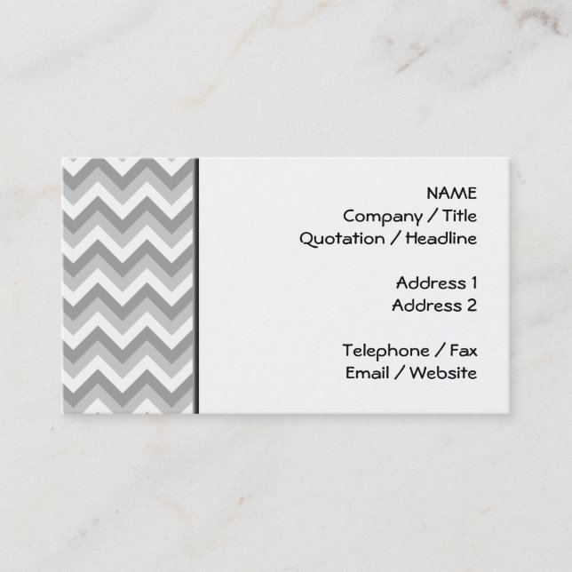 Gray and White Zigzag Pattern. Business Card (Front)