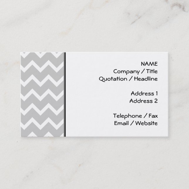 Gray and White Zigzag Stripes. Business Card (Front)