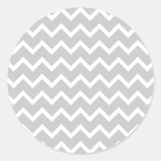 Gray and White Zigzag Stripes. Classic Round Sticker