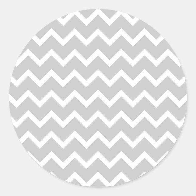 Gray and White Zigzag Stripes. Classic Round Sticker (Front)