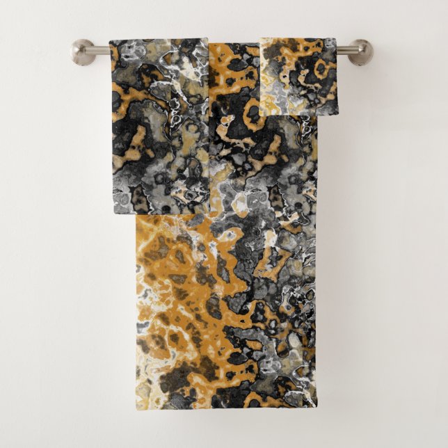 Gray and yellow abstract  bath towel set (Insitu)
