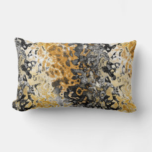 Gray and yellow abstract lumbar pillow