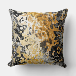 Gray and yellow abstract throw pillow