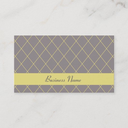 Customizable Gray and Yellow Argyle Business Cards