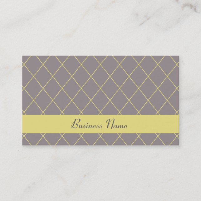 Gray and Yellow Argyle Business Cards (Front)