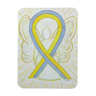Gray and Yellow Awareness Ribbon Angel Art Magnets