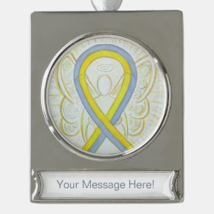 Gray and Yellow Awareness Ribbon Angel Ornament