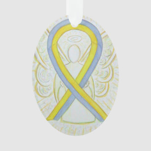 Gray and Yellow Awareness Ribbon Angel Ornament