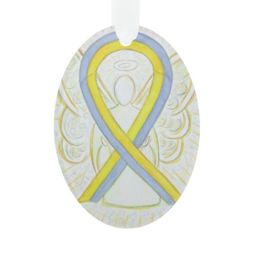 Gray and Yellow Awareness Ribbon Angel Ornament